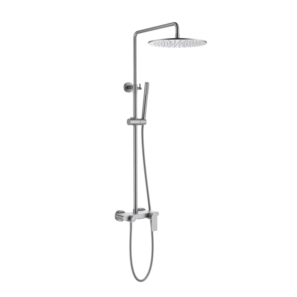 Aquavit Blaze brushed nickel three-outlet shower column with hidden waterfall spout AT016301