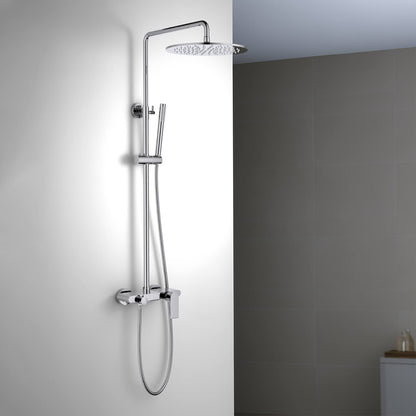 Aquavit Blaze chrome shower column with overhead rainfall shower in a modern bathroom AT016301