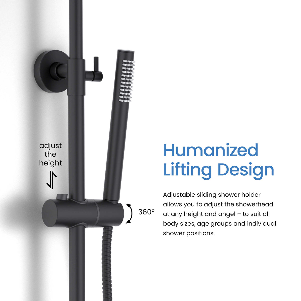 Aquavit Blaze adjustable hand shower holder and height adjustment AT016301