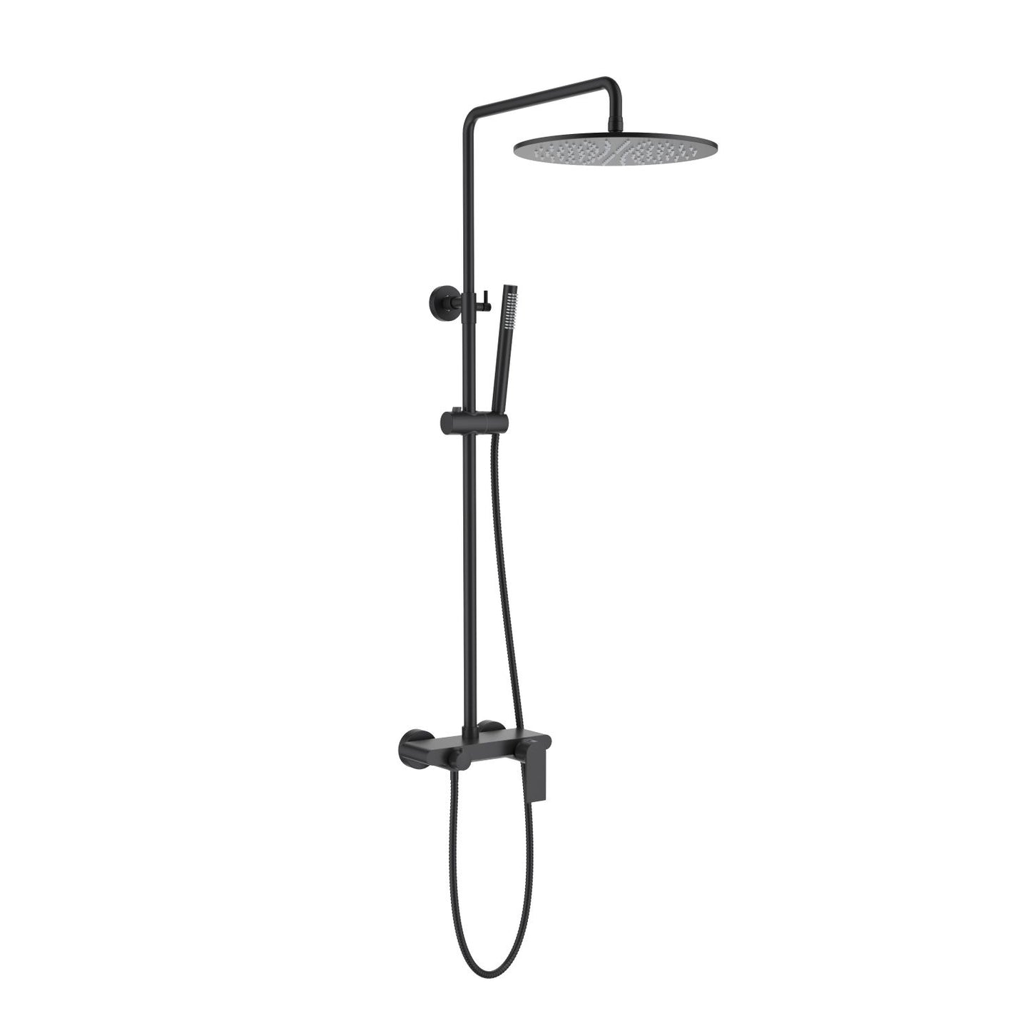 Aquavit Blaze matte black three-outlet shower column with hidden waterfall spout AT016301