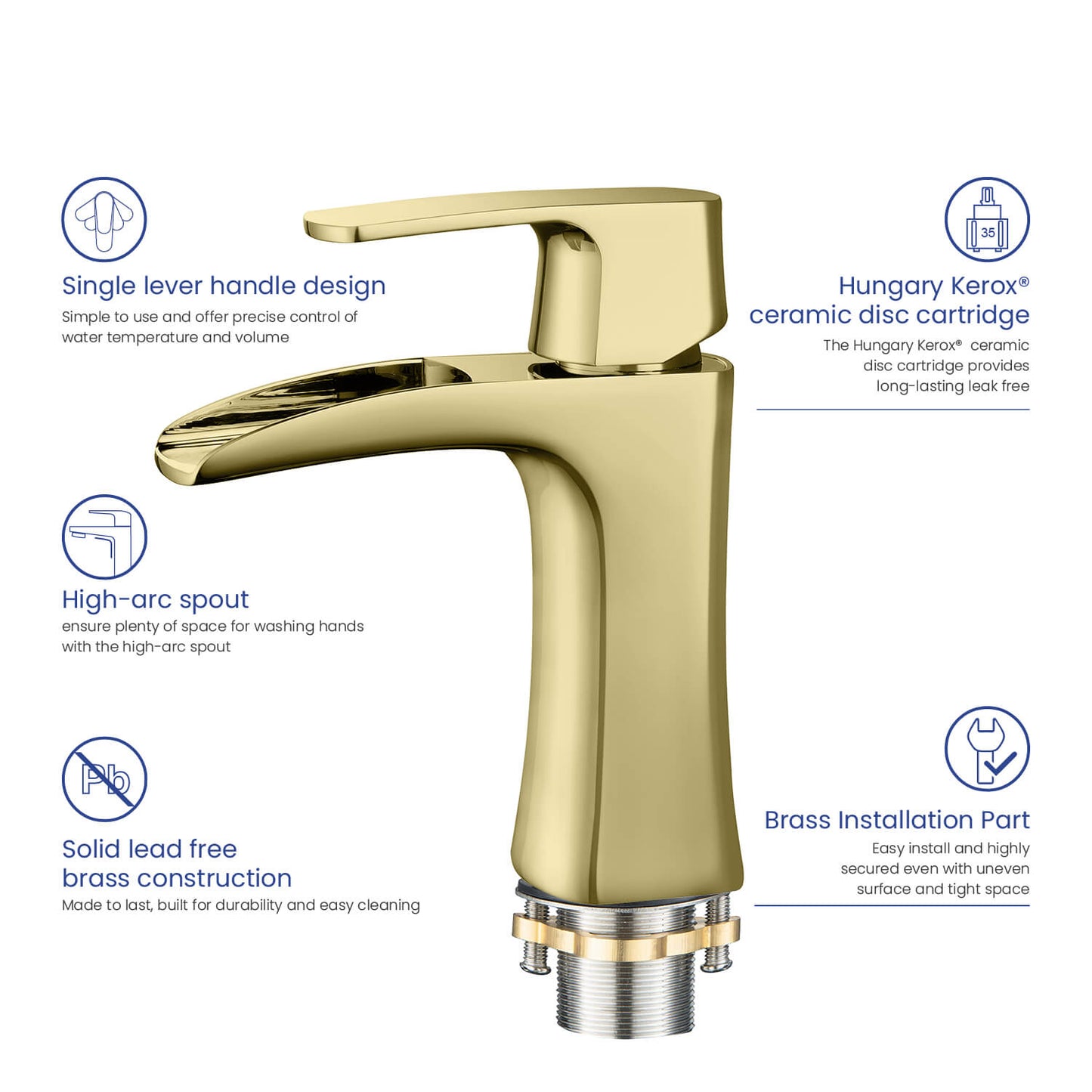 Cascade Single hole basin faucet AT030011