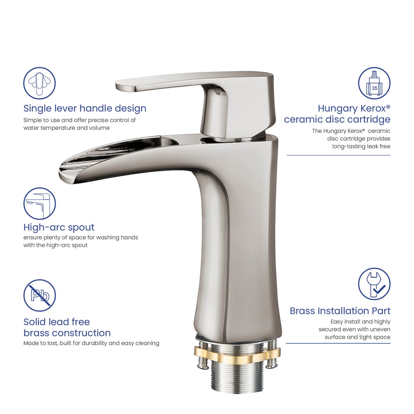 Cascade Single hole basin faucet AT030011