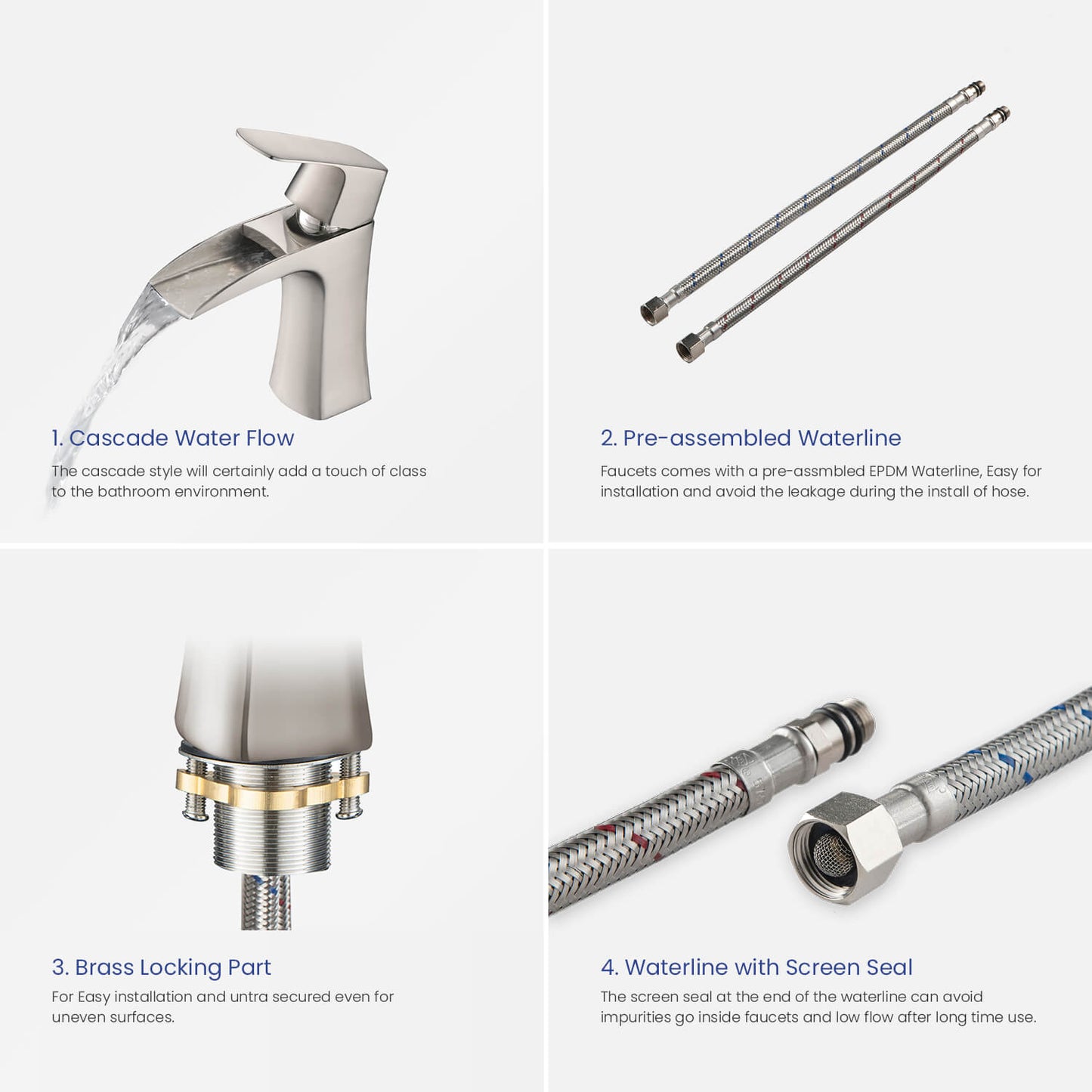 Cascade Single hole basin faucet AT030011