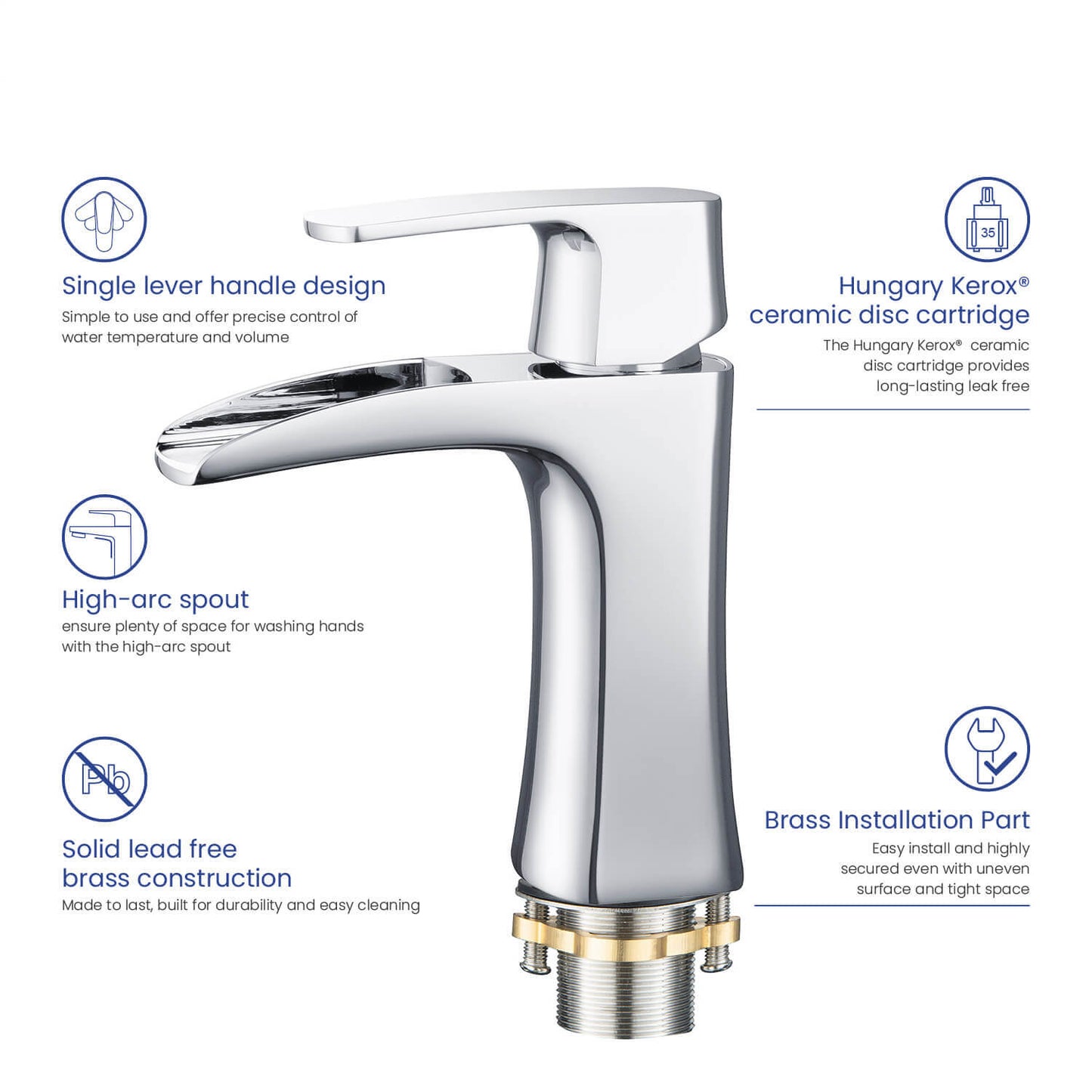 Cascade Single hole basin faucet AT030011