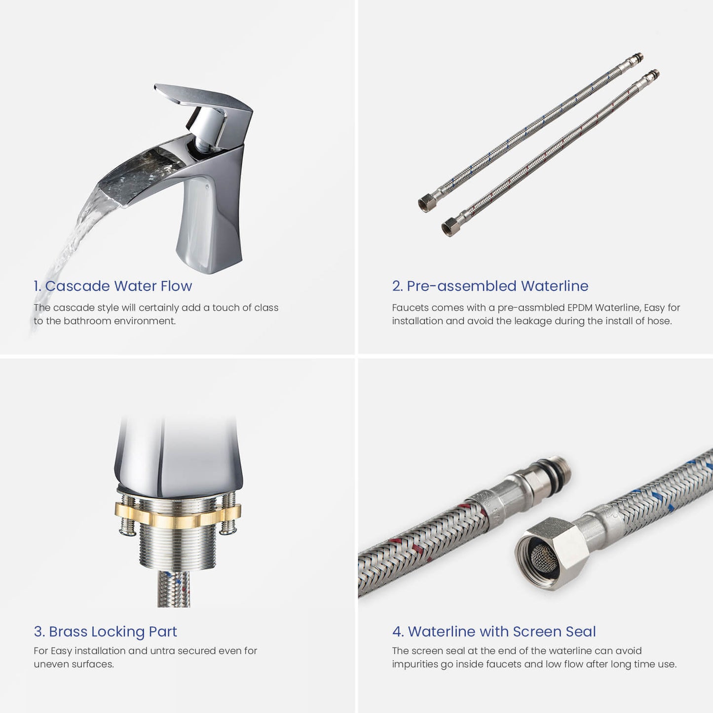Cascade Single hole basin faucet AT030011