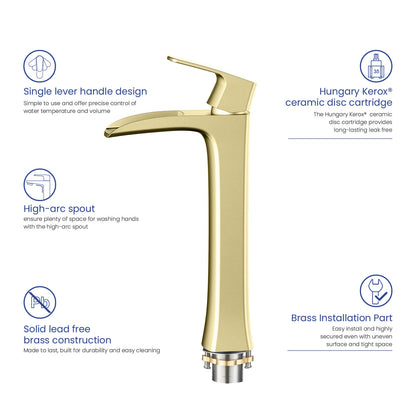 Cascade Single hole vessel basin faucet AT030012