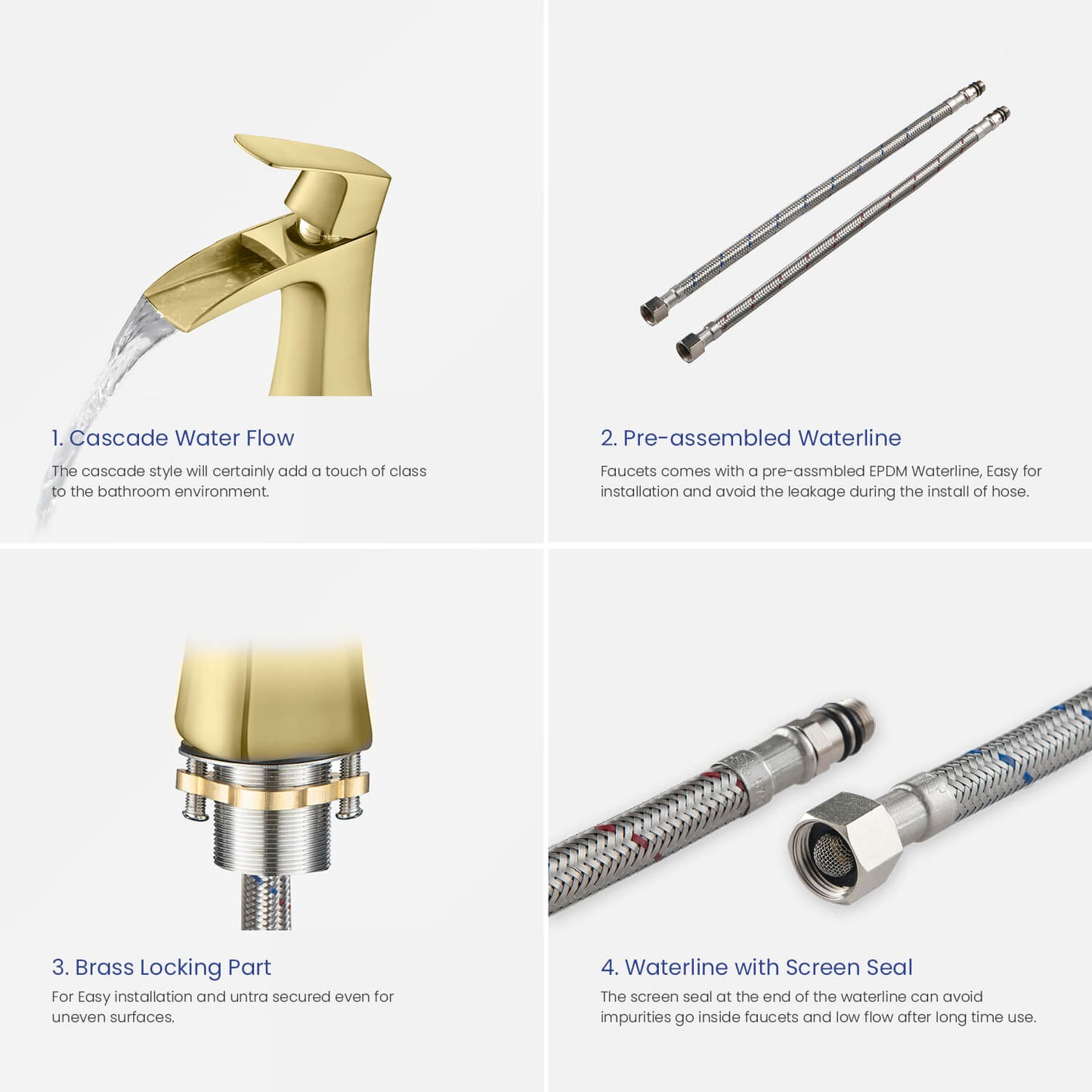 Cascade Single hole vessel basin faucet AT030012