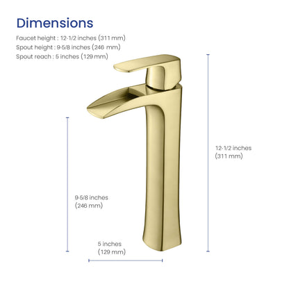 Cascade Single hole vessel basin faucet AT030012