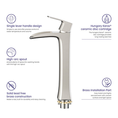 Cascade Single hole vessel basin faucet AT030012