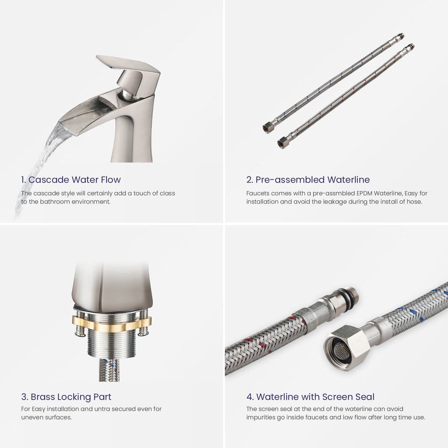 Cascade Single hole vessel basin faucet AT030012