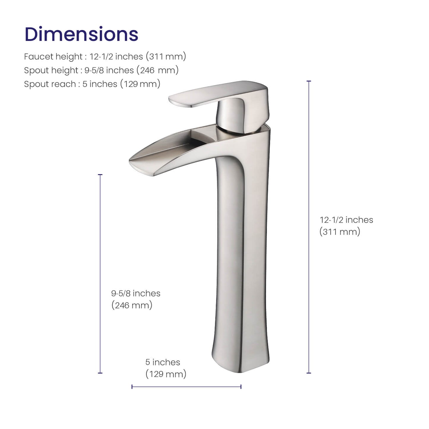 Cascade Single hole vessel basin faucet AT030012