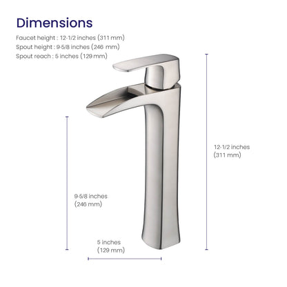 Cascade Single hole vessel basin faucet AT030012