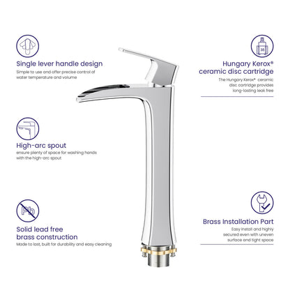 Cascade Single hole vessel basin faucet AT030012