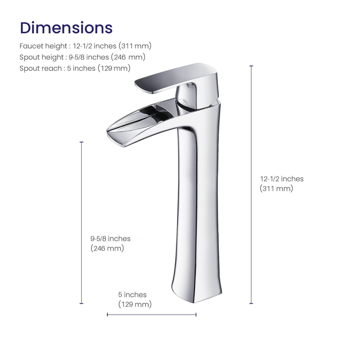 Cascade Single hole vessel basin faucet AT030012