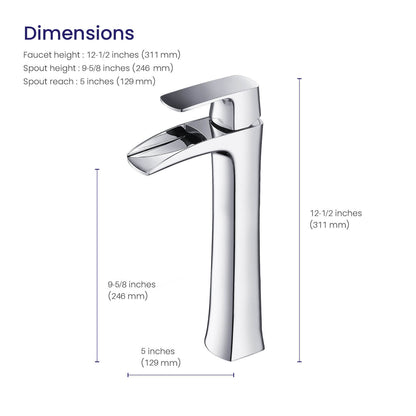 Cascade Single hole vessel basin faucet AT030012