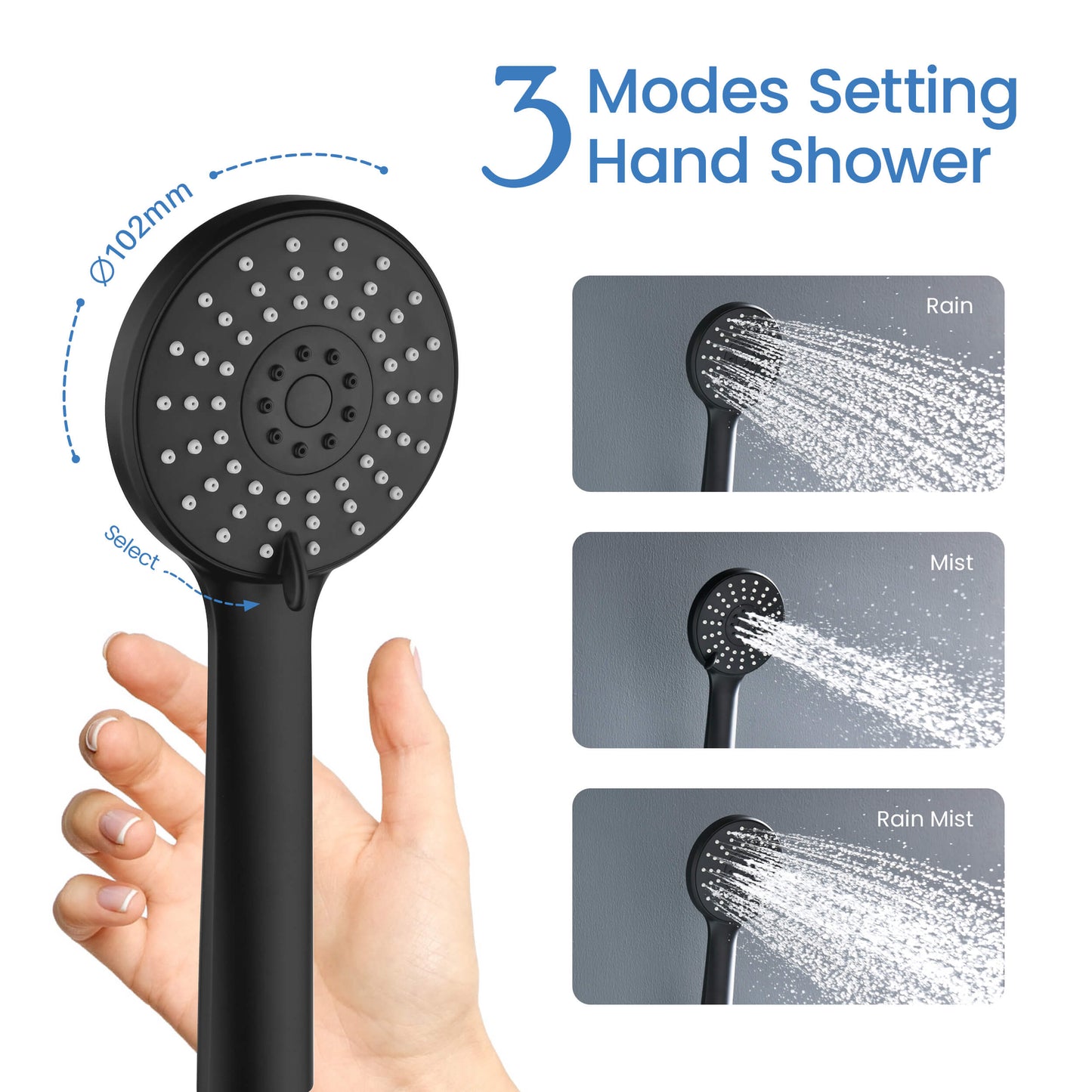 Tender Bath shower mixer with 3-way hand shower set AT040122