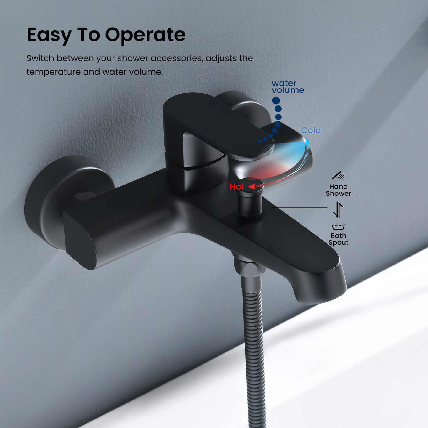 Tender Bath shower mixer with 3-way hand shower set AT040122