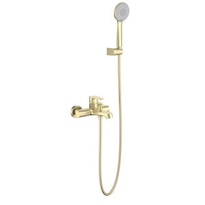 Aquavit Tender Series brushed gold bath shower mixer set with 3-function hand shower AT042201