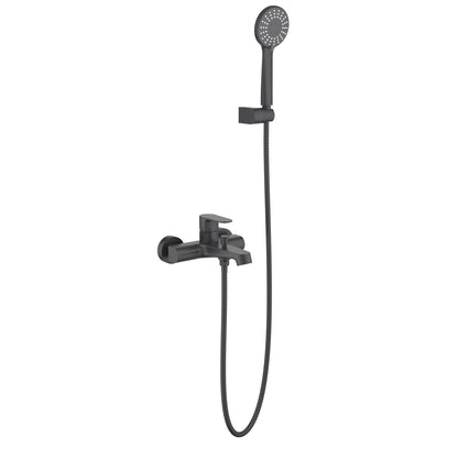 Aquavit Tender Series matte black bath shower mixer set with 3-function hand shower AT042201