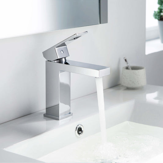 Aquavit Hollow chrome lead-free brass single-hole basin faucet AT060011 installed in a Modern Bathroom