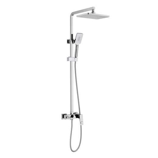 Aquavit Hollow chrome square three-outlet shower column with brass bath spout AT066401