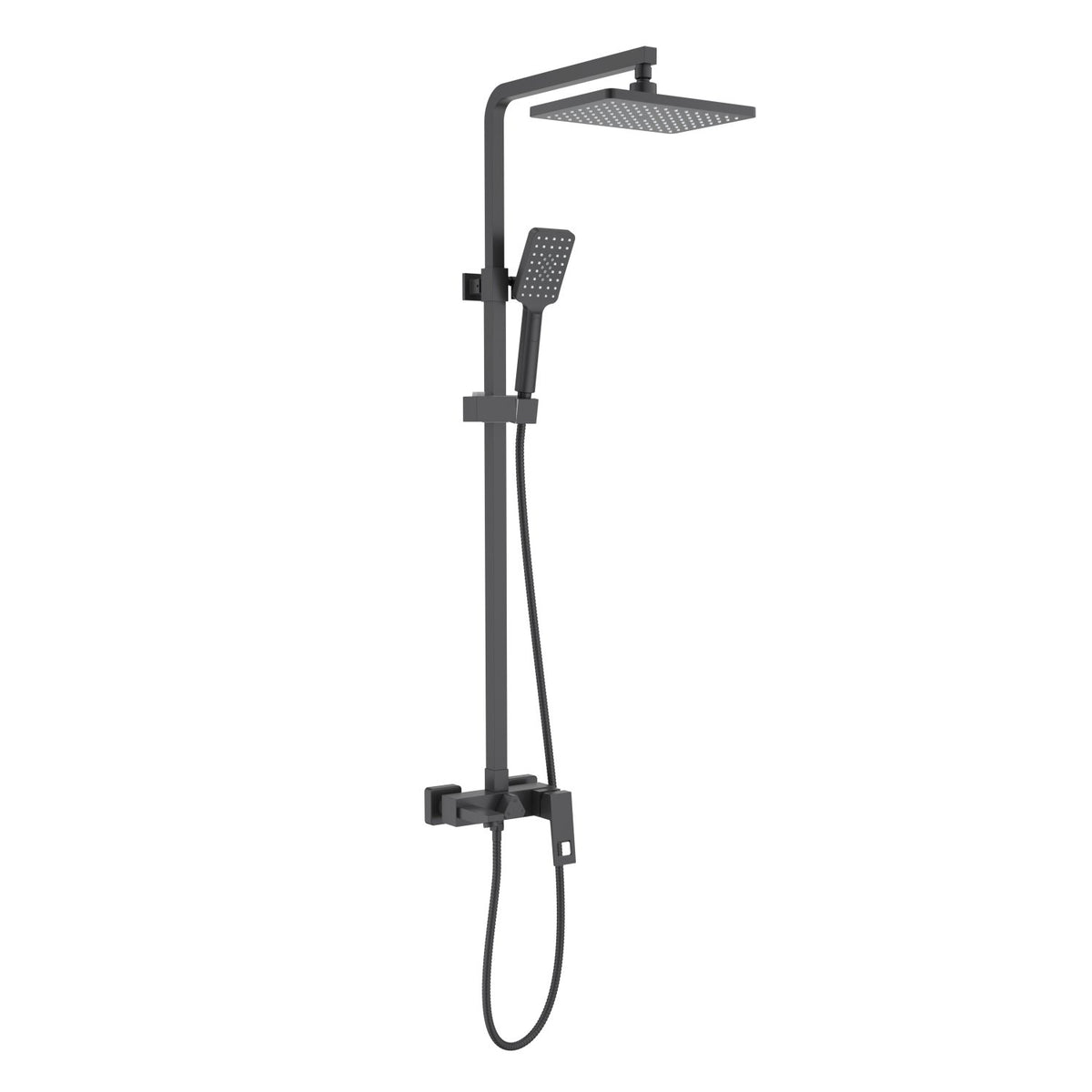 Aquavit Hollow matte black square three-outlet shower column with brass bath spout AT066401
