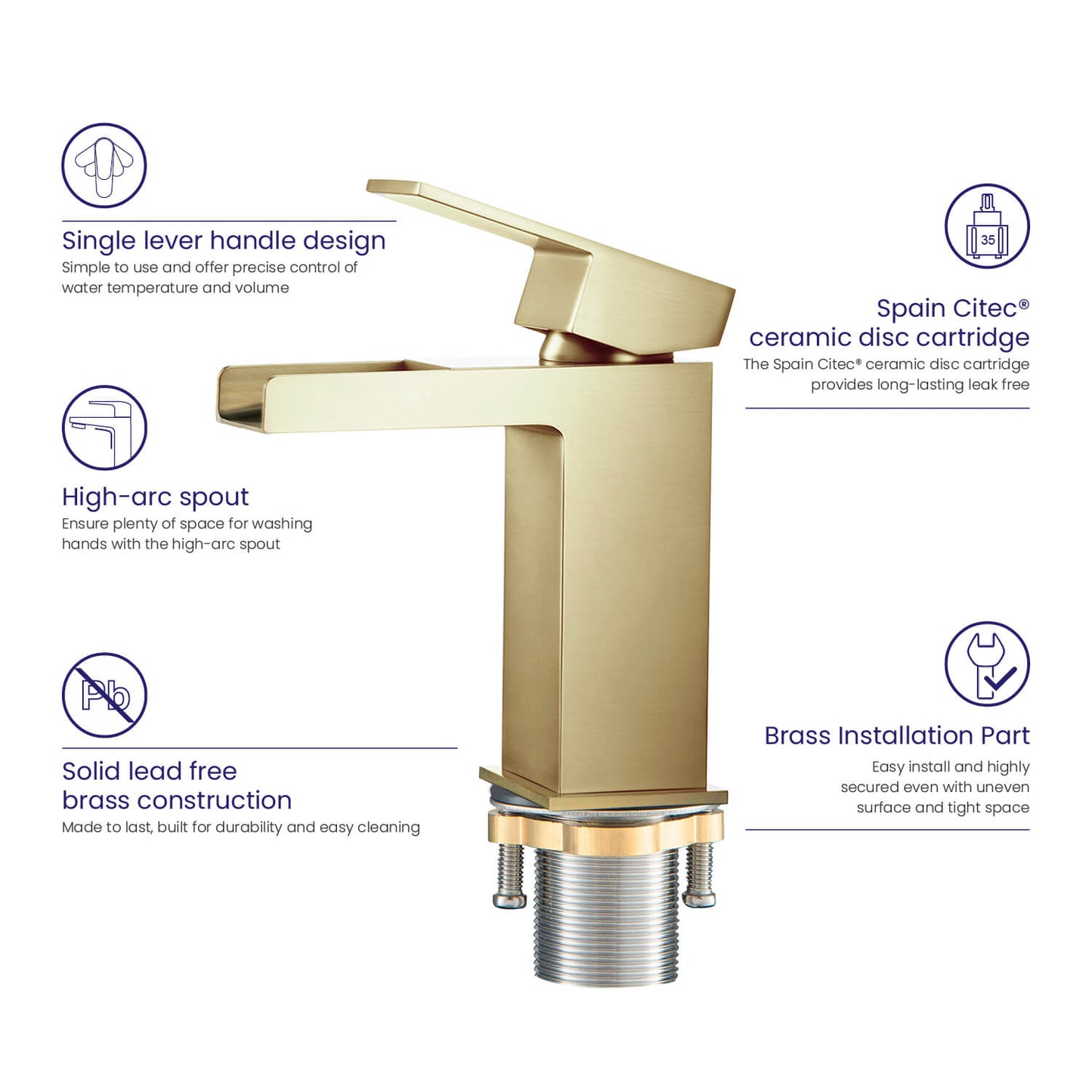 Waterfall Single hole basin faucet AT070011