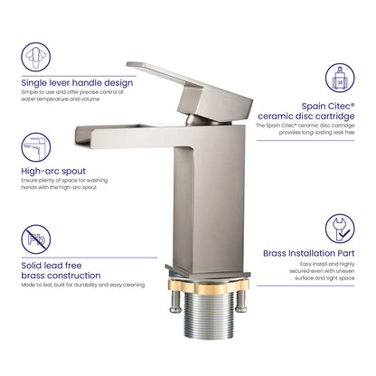 Waterfall Single hole basin faucet AT070011
