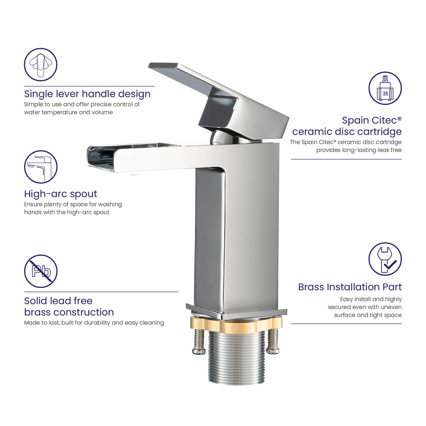 Waterfall Single hole basin faucet AT070011