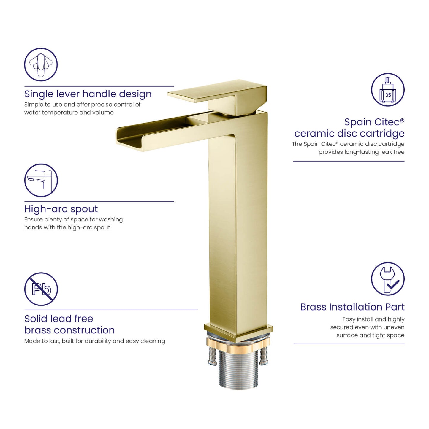 Waterfall Single hole vessel faucet AT070012
