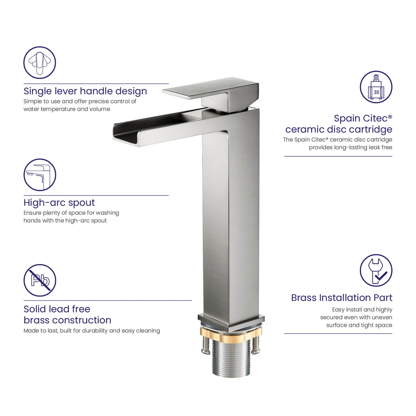 Waterfall Single hole vessel faucet AT070012