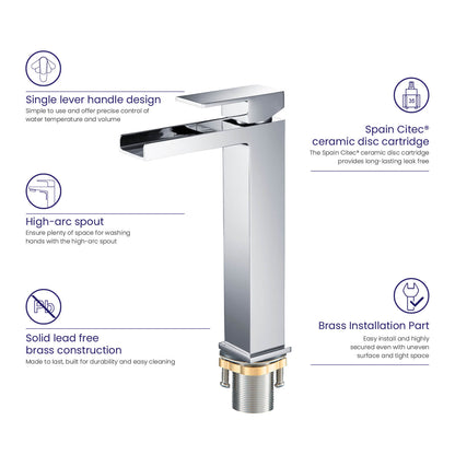 Waterfall Single hole vessel faucet AT070012