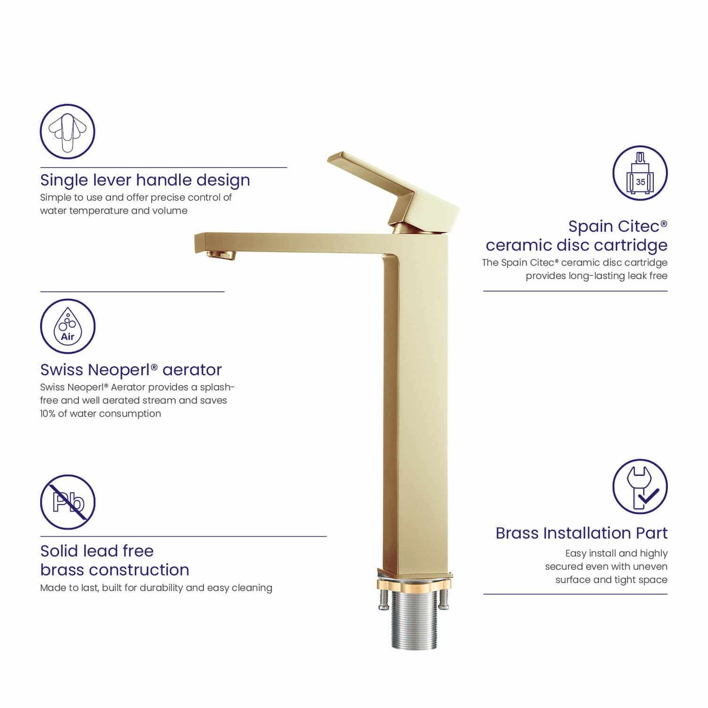 Cube single handle Vessel Faucet AT080012