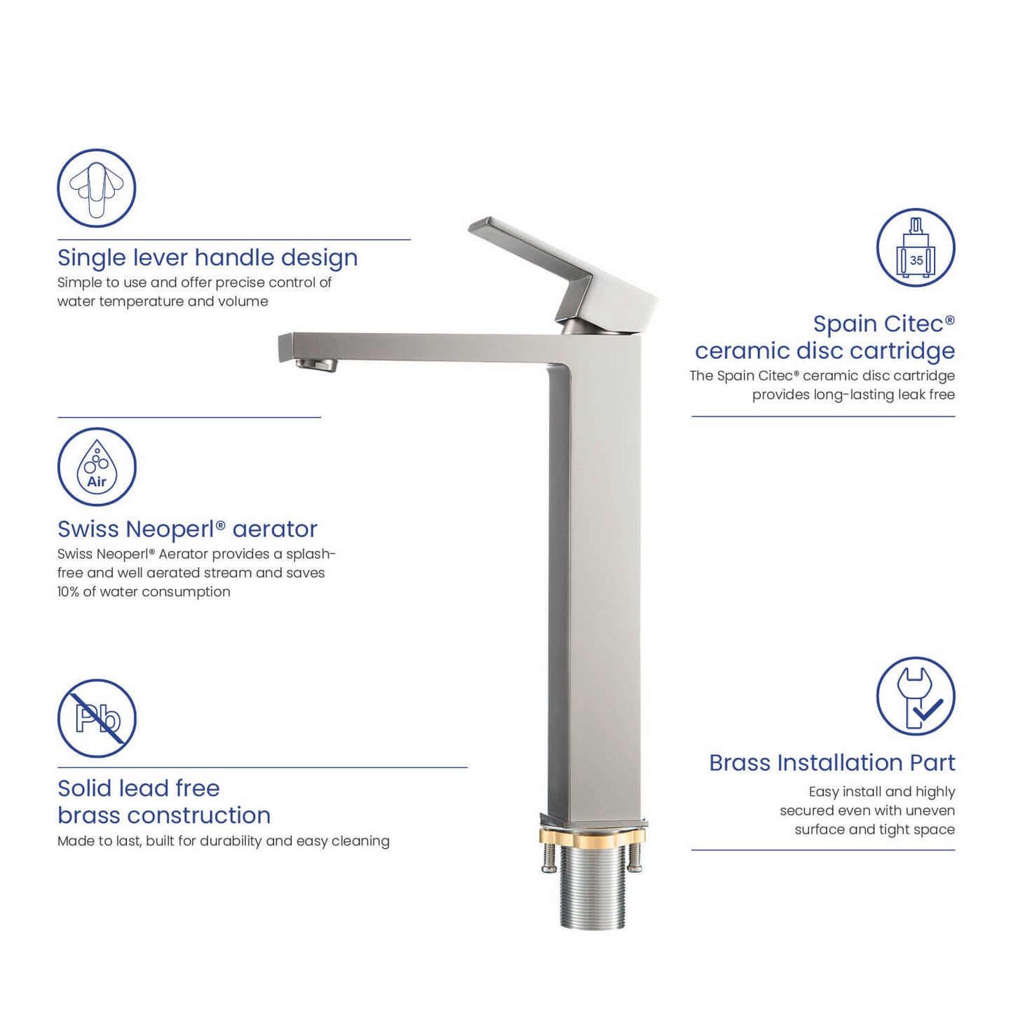 Cube single handle Vessel Faucet AT080012