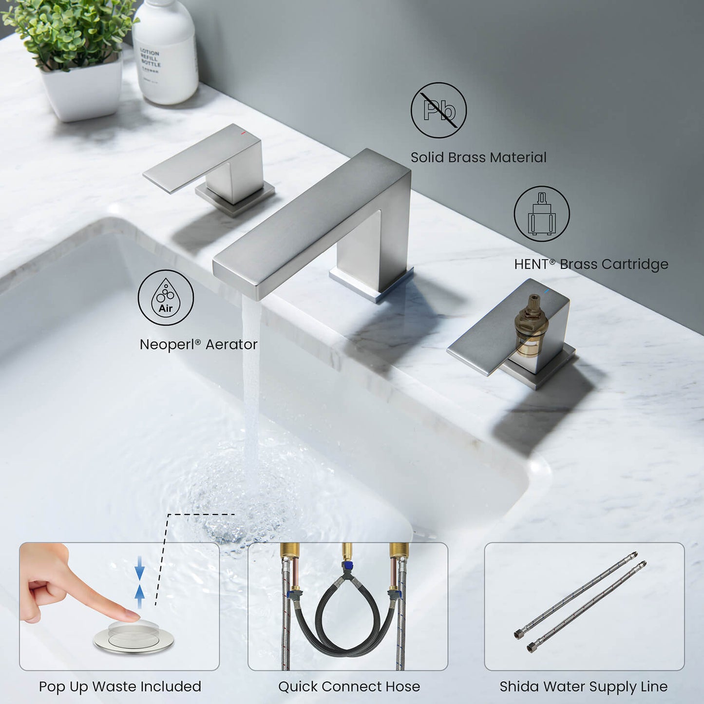 Aquavit Cube Series 3-Hole Basin Faucet AT080014