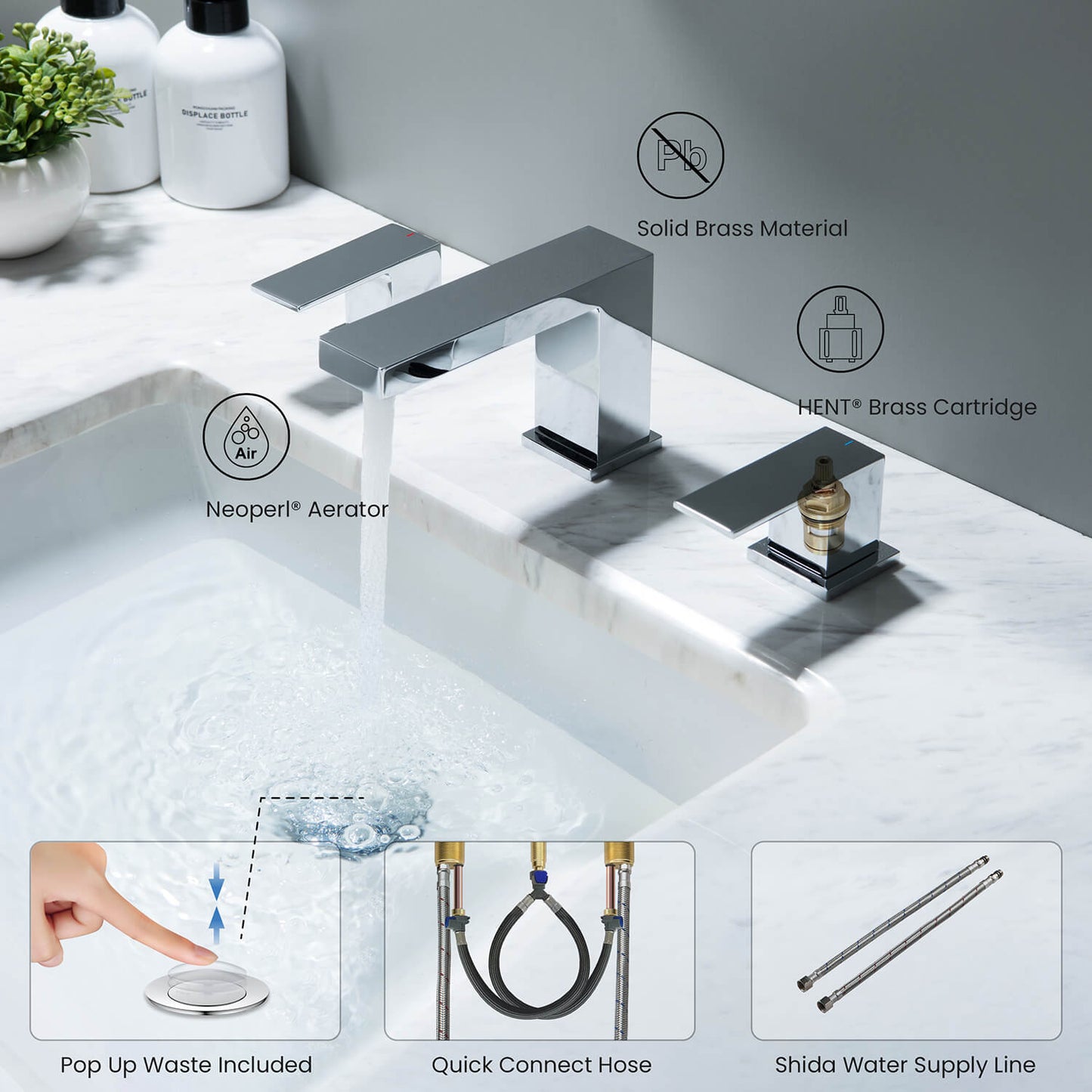 Aquavit Cube Series 3-Hole Basin Faucet AT080014