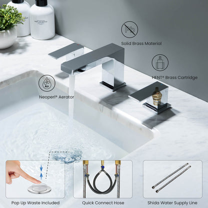 Aquavit Cube Series 3-Hole Basin Faucet AT080014