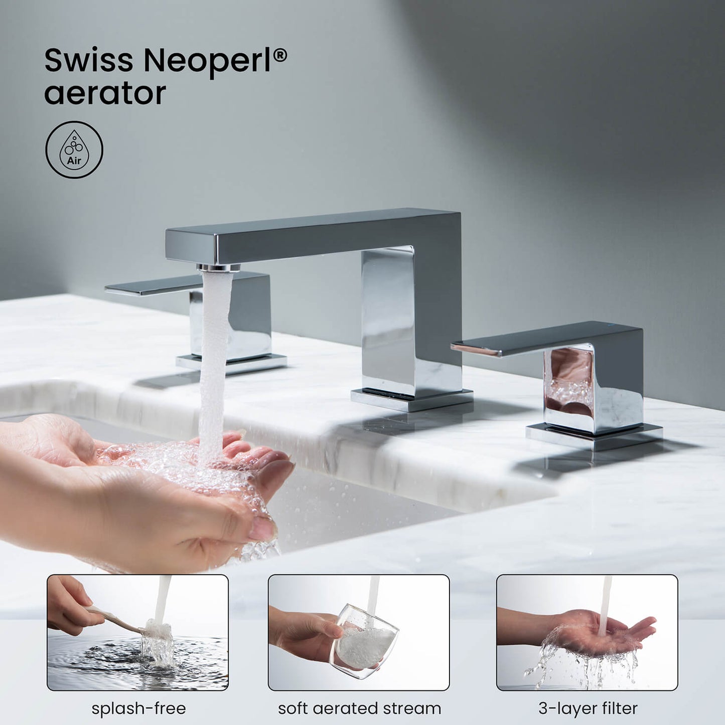 Aquavit Cube Series 3-Hole Basin Faucet AT080014