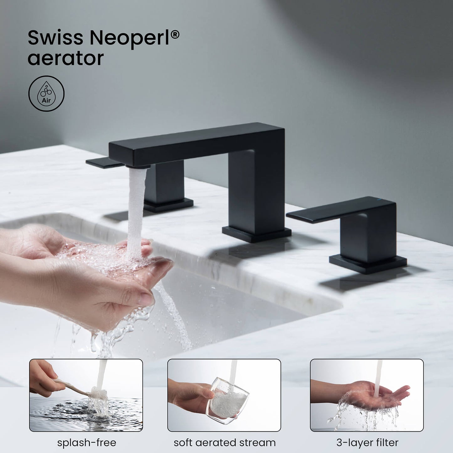 Aquavit Cube Series 3-Hole Basin Faucet AT080014