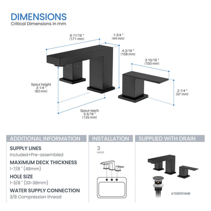 Aquavit Cube Series 3-Hole Basin Faucet AT080014