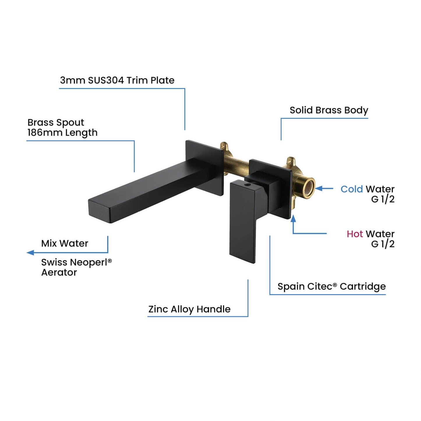 Cube Wall Concealed basin mixer AT080016