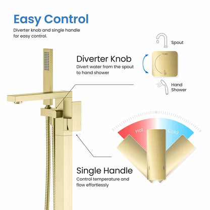 Cube Floor mounted tub faucet with hand shower TF0803011