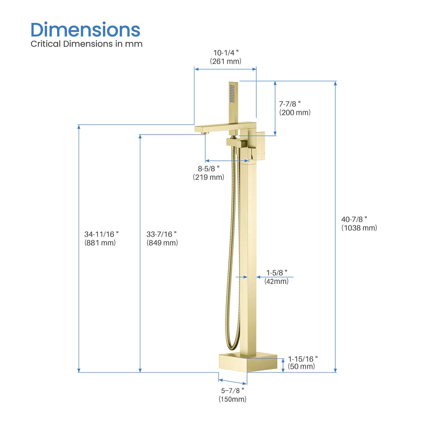 Cube Floor mounted tub faucet with hand shower TF0803011