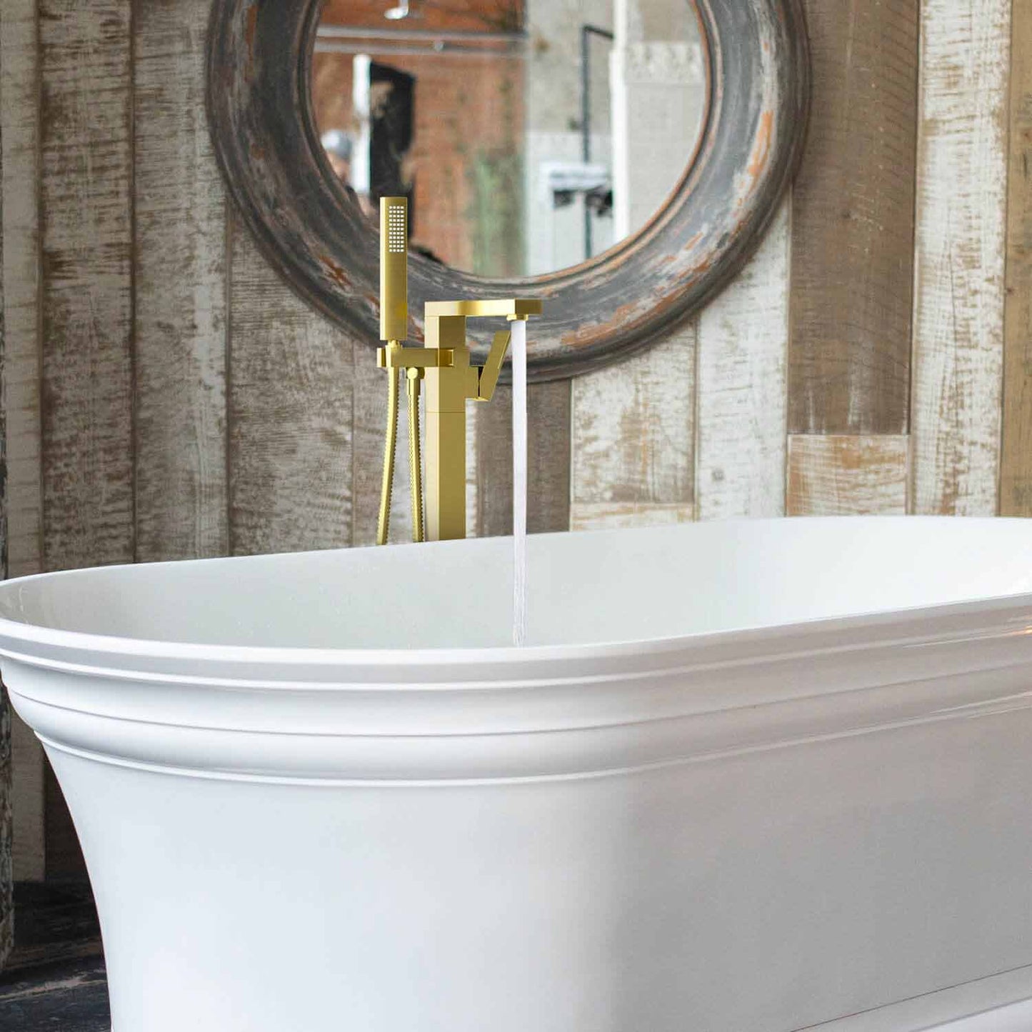 Cube Floor mounted tub faucet with hand shower TF0803011
