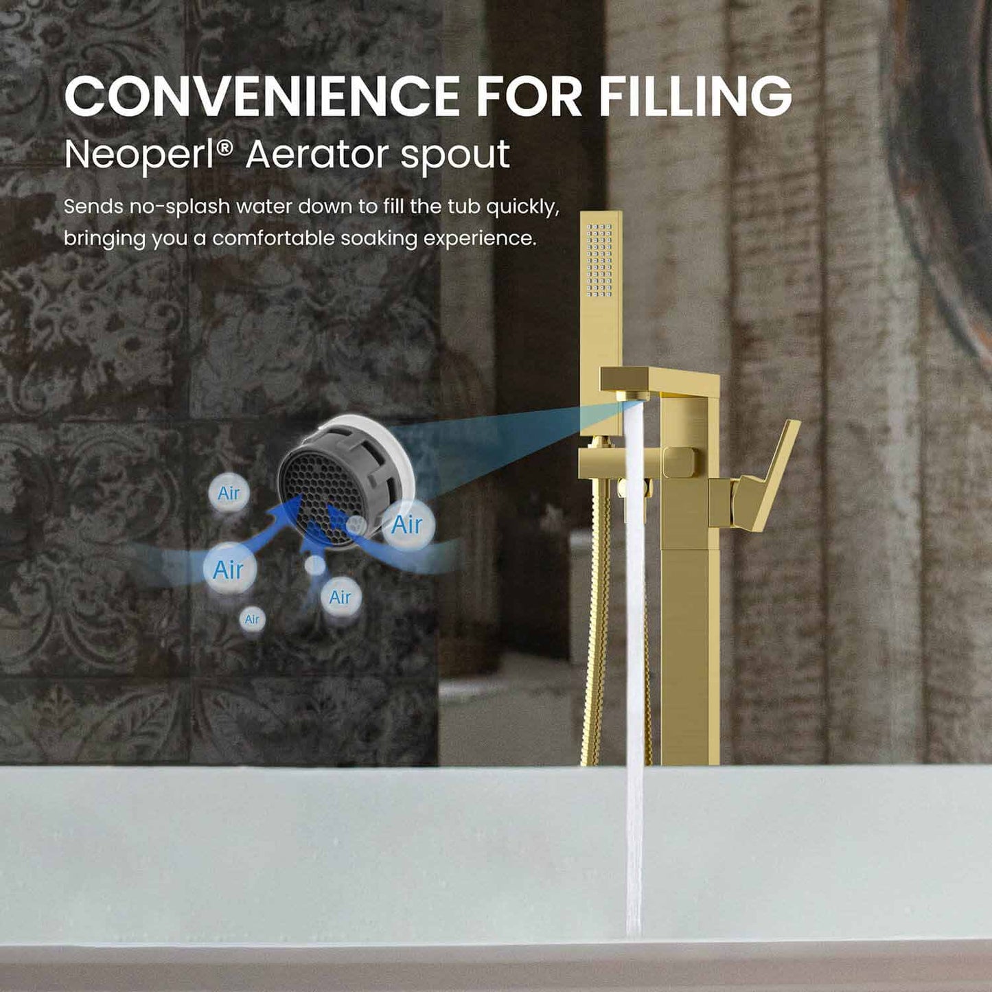Cube Floor mounted tub faucet with hand shower TF0803011