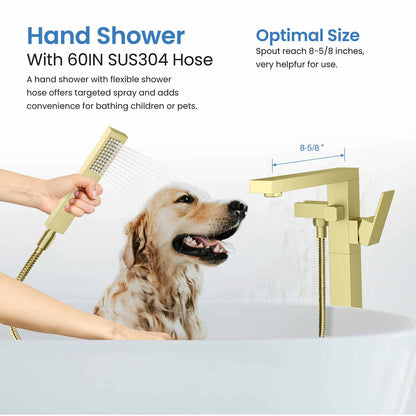 Cube Floor mounted tub faucet with hand shower TF0803011