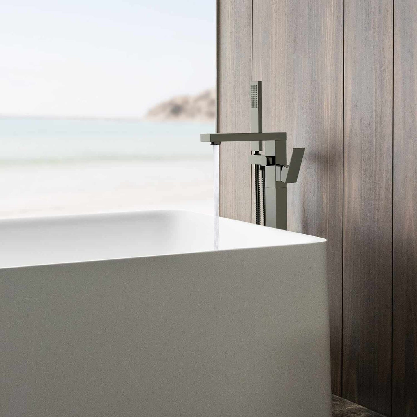 Cube Floor mounted tub faucet with hand shower TF0803011