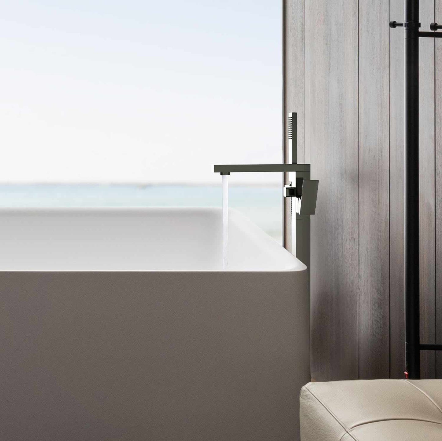 Cube Floor mounted tub faucet with hand shower TF0803011