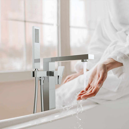 Cube Floor mounted tub faucet with hand shower TF0803011