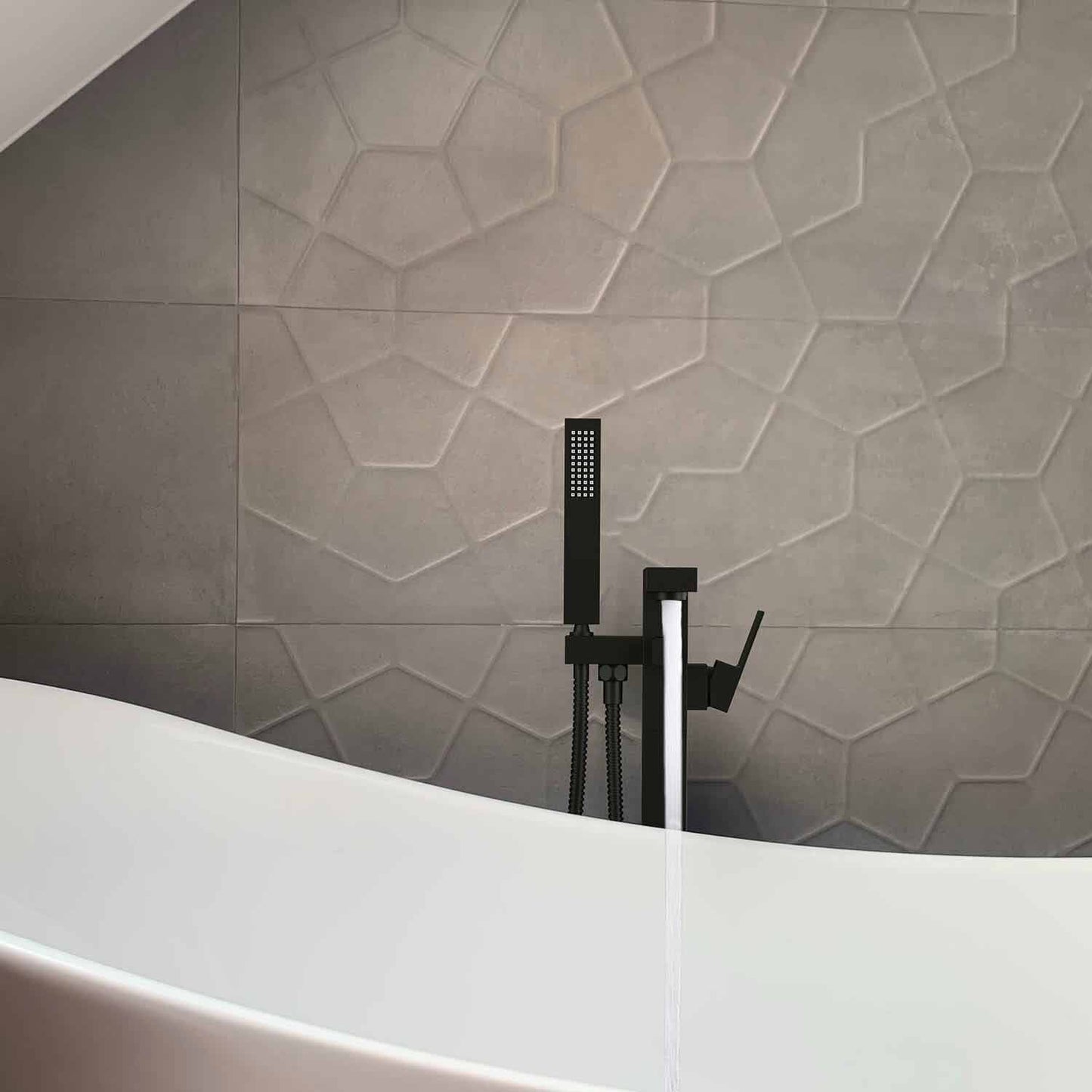 Cube Floor mounted tub faucet with hand shower TF0803011